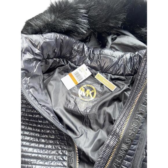 Michael Kors Faux Fur Hoodie Black Women Jacket Size 3X - Picture 6 of 6